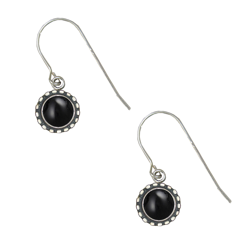 Sterling Silver Petite Black Onyx Gemstone Drop Dangle Earrings